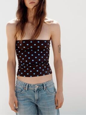 NWT ZARA POLKA DOT BANDEAU TOP